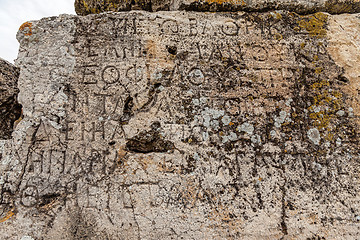 Image showing Stone plate with inscriptions in ancient city Hierapolis