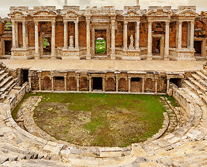 Image showing Ancient Greco-Roman Theater in ancient city Hierapolis near Pamukkale, Turkey