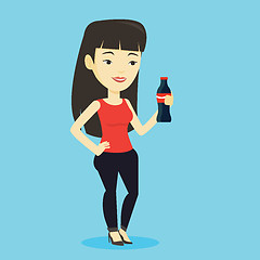 Image showing Young woman drinking soda vector illustration.