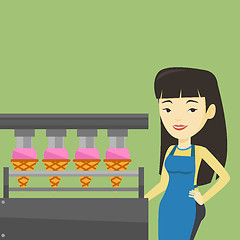 Image showing Worker of factory producing ice-cream.