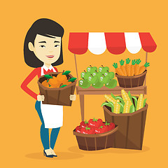 Image showing Greengrocer with fruits and vegetables.