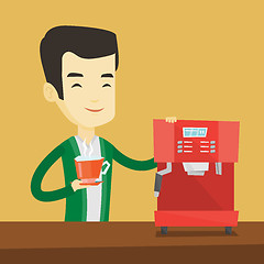 Image showing Man making coffee vector illustration.