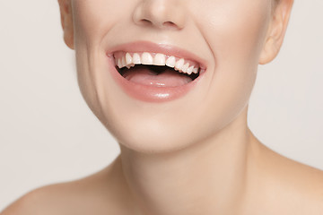Image showing Beautiful and healthy woman smile, close-up