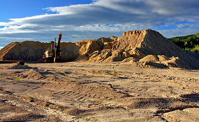 Image showing Excavator in the sand career