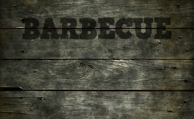 Image showing barbecue text on wood