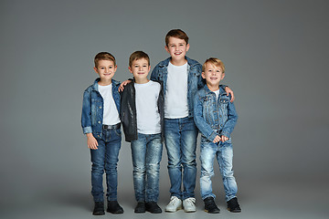 Image showing Young boys posing at studio