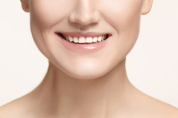 Image showing Beautiful and healthy woman smile, close-up