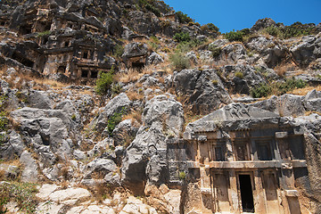 Image showing Ancient lycian Myra rock tomb