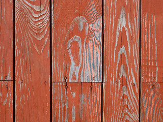 Image showing Fragment of wooden fence with shelled paint