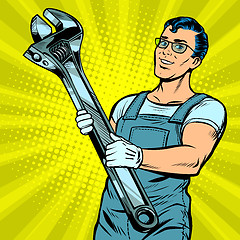 Image showing Man repairman with a wrench