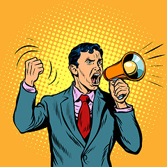 Image showing businessman with megaphone pop art style