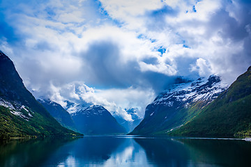 Image showing lovatnet lake Beautiful Nature Norway.