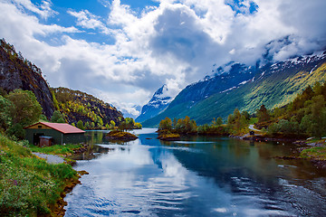 Image showing lovatnet lake Beautiful Nature Norway.