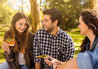 Image showing Pizza and Friends