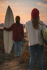 Image showing Surfer girls