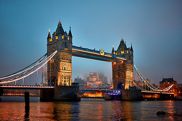 Image showing Night view of Tower Bridge