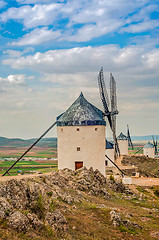 Image showing View of windmills in Consuegra, Spain