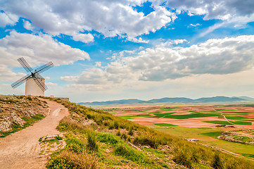 Image showing View of windmill in Consuegra, Spain