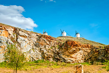 Image showing Traditional windmills in Consuegra, Toledo, Spain