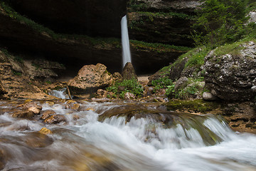 Image showing Upper Pericnik waterfall in Slovenian Alps in autumn, Triglav National Park