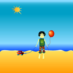 Image showing little boy on the beach