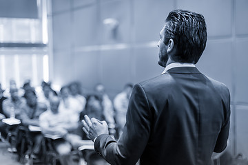 Image showing Speaker Giving a Talk at Business Meeting.