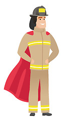 Image showing Firefighter wearing a red superhero cloak.