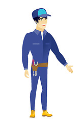 Image showing Mechanic with arm out in a welcoming gesture.