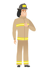 Image showing Firefighter giving thumb up vector illustration.