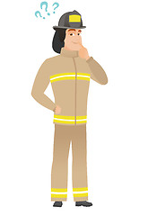 Image showing Thinking firefighter with question marks.