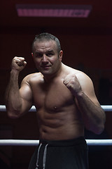 Image showing professional kickboxer in the training ring