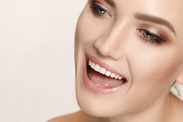 Image showing Beautiful and healthy woman smile, close-up