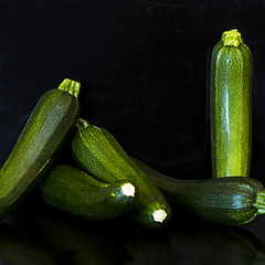 Image showing Group of zucchini (zucchetti, courgettes)