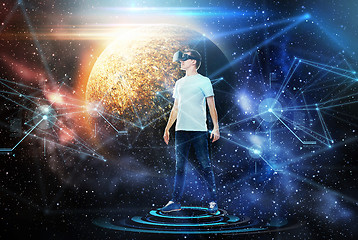 Image showing man in virtual reality headset or 3d glasses