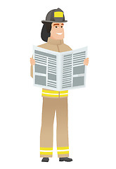 Image showing Firefighter reading newspaper vector illustration