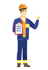 Image showing Builder with clipboard giving thumb up.