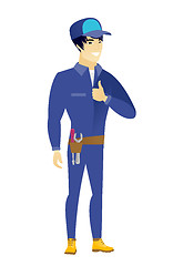 Image showing Mechanic giving thumb up vector illustration.