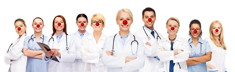 Image showing group of smiling doctors at red nose day