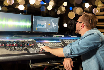 Image showing man at mixing console in music recording studio