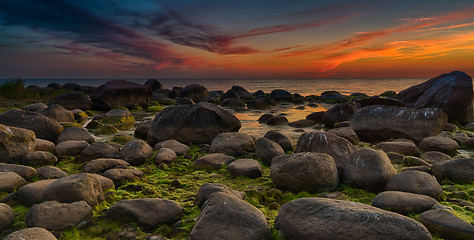 Image showing Colorful sunset over Baltic sea