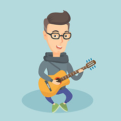 Image showing Man playing acoustic guitar vector illustration.