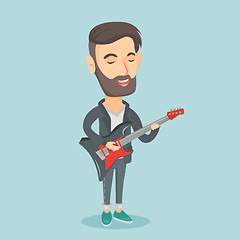 Image showing Man playing electric guitar vector illustration.