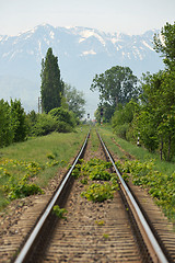 Image showing Straight railway and mountain