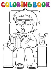 Image showing Coloring book boy in cinema theme 1