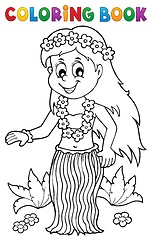 Image showing Coloring book Hawaiian theme dancer 1