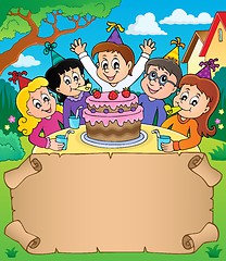 Image showing Small parchment with kids party topic 2