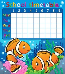 Image showing School timetable with clownfish theme