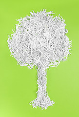 Image showing Tree made of recycled shredded paper