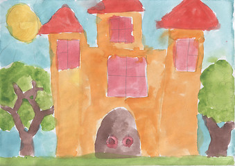Image showing Child\'s drawing - fairy-tale castle