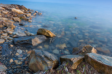 Image showing Stone beach of the Black Sea, Anapa, Russia